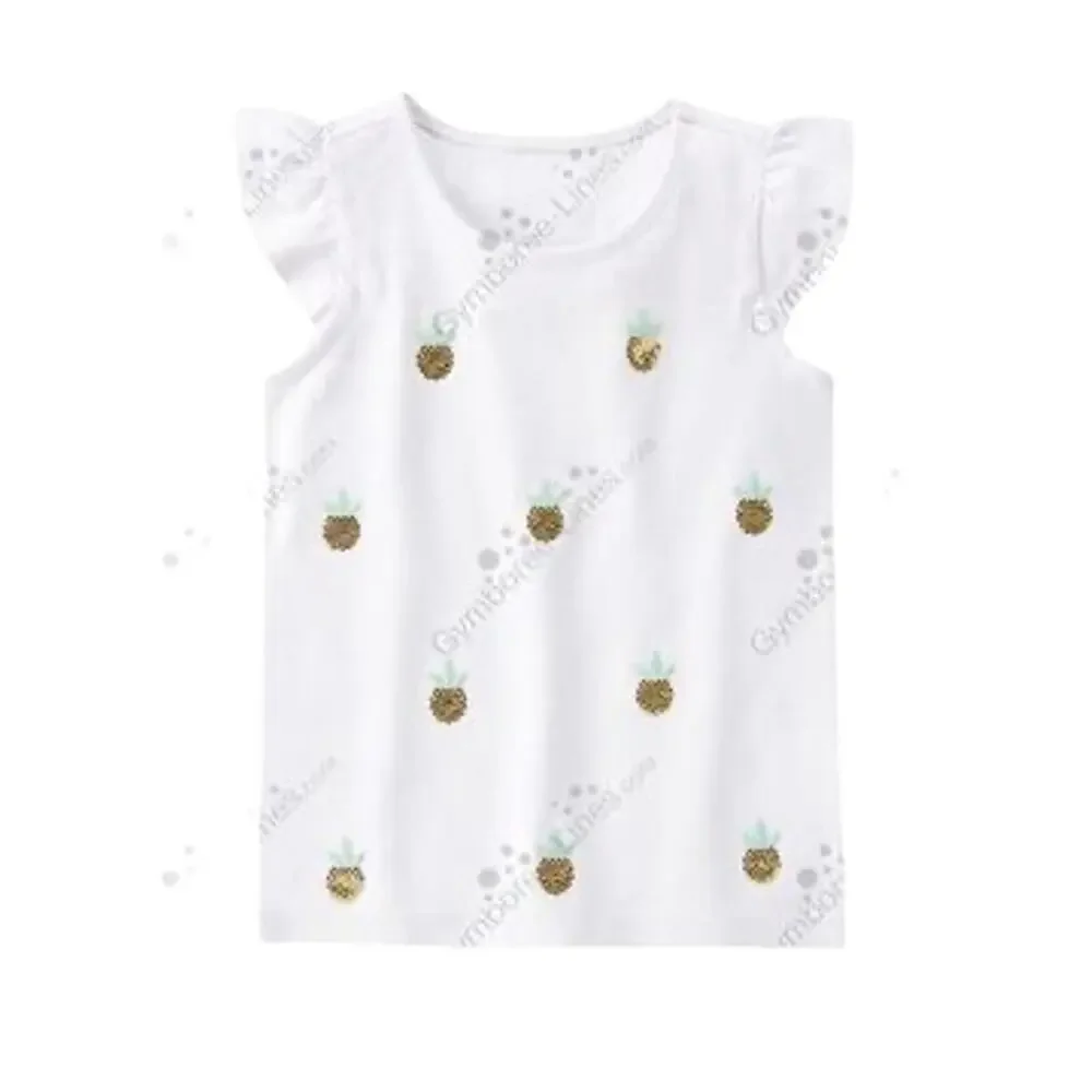 Gymboree White Pineapple Sequin Cap Sleeve Shirt - Size 10
